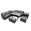 Fimous Fimous 9 Seat Outdoor Dining Table Sofa Set with 2 Side Tables 3 Stools 2