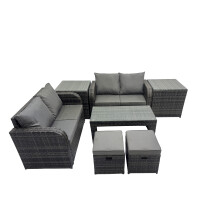 Fimous Garden Outdoor Furniture Set with 2 Side Tables 2 Small Stools