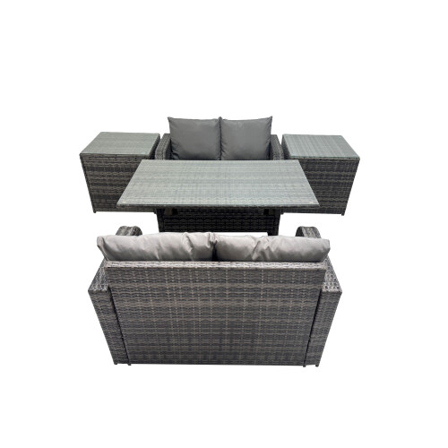 Fimous Fimous 4 Seat Outdoor Dining Table Sofa Sets with 2 Side Tables