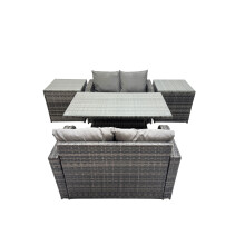 Fimous 4-seater Rattan Garden Furniture Dining Set with 2 Side Table