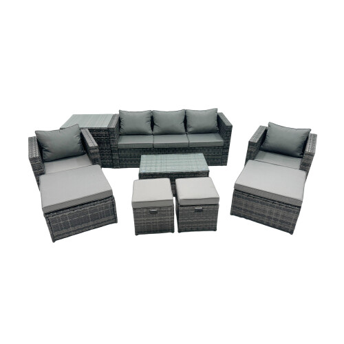 Fimous Fimous Outdoor Coffee Table Sofa Set with Side Table 2 Small Footstools 1