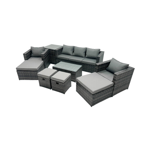 Fimous Fimous Outdoor Coffee Table Sofa Set with Side Table 2 Small Footstools