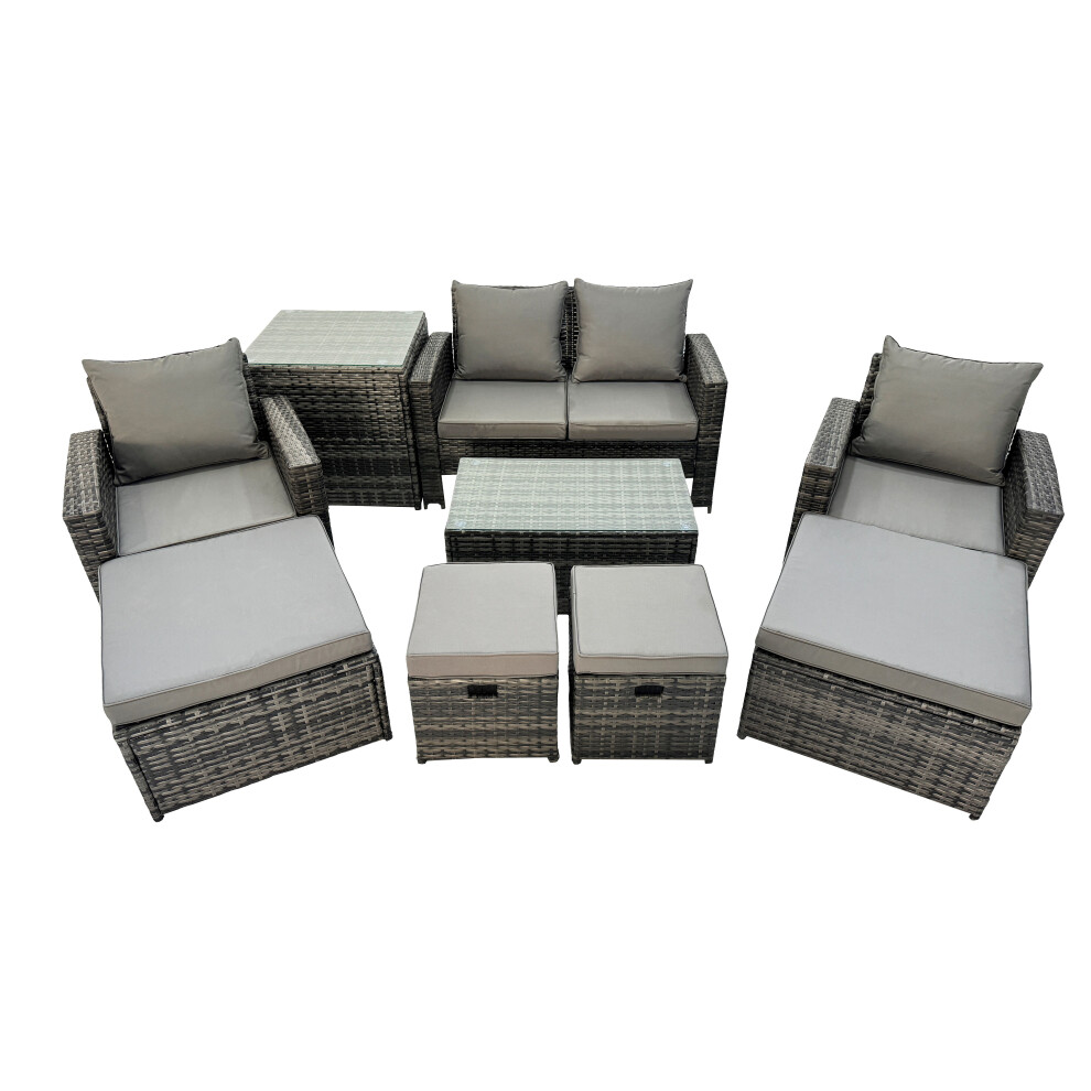 Fimous 8 Seater Wicker Pe Rattan Furniture Outdoor 4 Stools Side Table Set