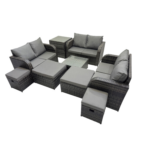 Fimous Fimous Love Sofa Square Coffee Table Set with 4 Stools Side Table 1