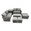 Fimous Fimous Lounge Double Seat Sofa Coffee Table Set with Side Table 3 Stool 1