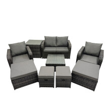 Fimous Love Sofa Reclining Chair Square Coffee Table Set & 4 Stool Side Table