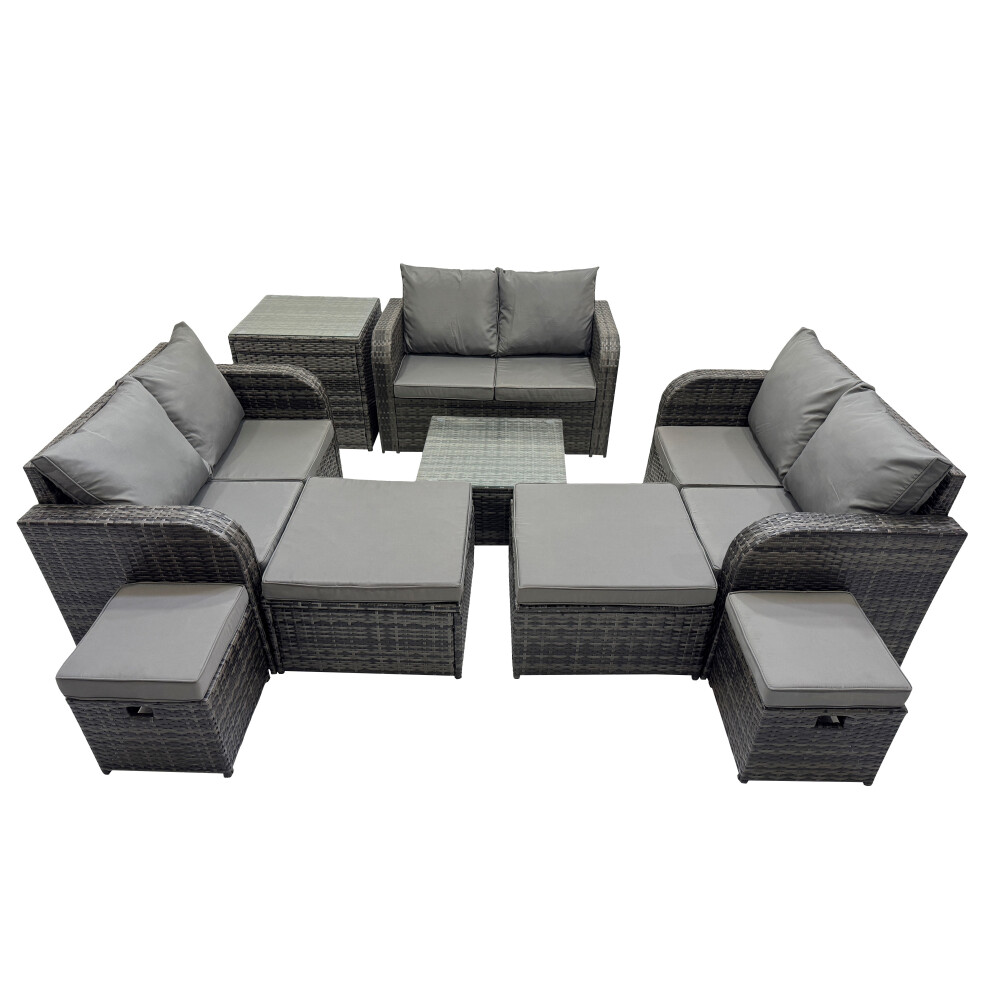 Fimous Love Sofa Square Coffee Table Set with 4 Stools Side Table