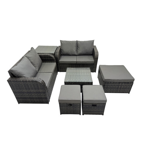 Fimous Fimous Love Sofa Square Coffee Table Set with Side Table 3 Stools