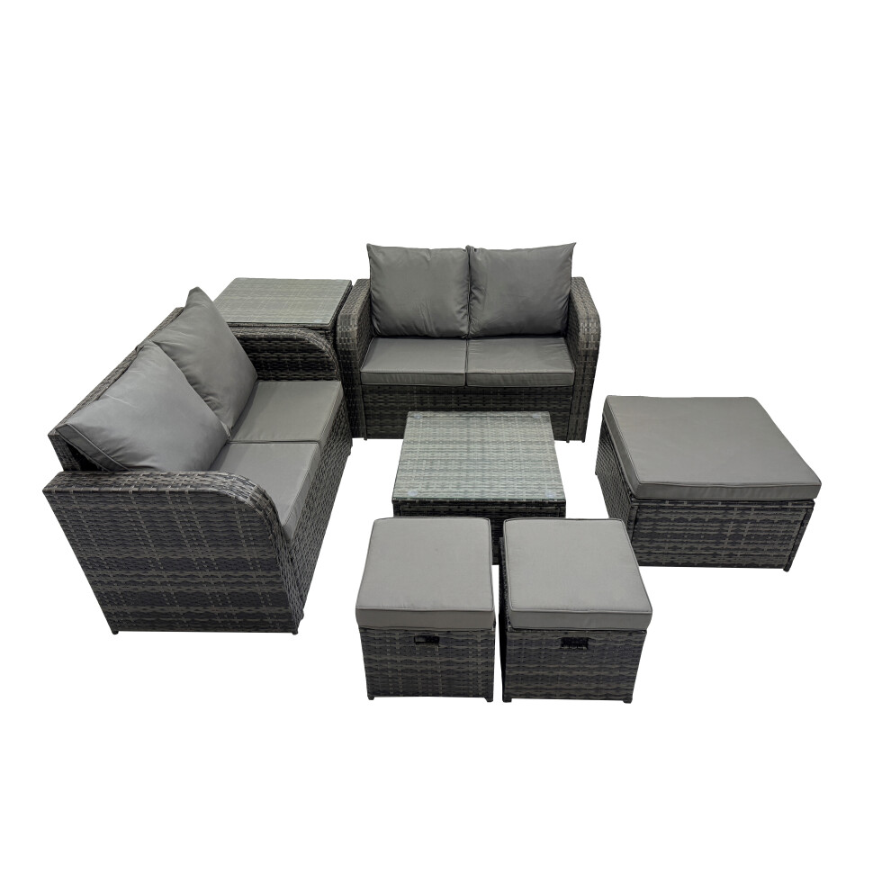 New Fimous Love Sofa Square Coffee Table Set With Side Table Stools Brown Size 3