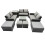 Fimous Fimous Lounge Double Seat Sofa Coffee Table Set with Side Table 4 Stool 2