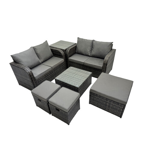 Fimous Fimous Love Sofa Square Coffee Table Set with Side Table 3 Stools 1