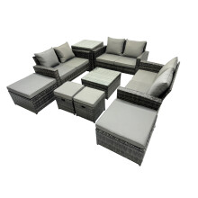 Fimous Lounge Double Seat Sofa Coffee Table Set with Side Table 4 Stool