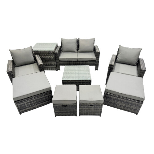 Fimous Fimous Lounge Sofa Coffee Table Set with Side Table 4 Footstools 1