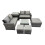 Fimous Fimous Lounge Double Seat Sofa Coffee Table Set with Side Table 3 Stools 2