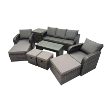 Fimous 3 Seater Sofa Reclining Chair Coffee Table with Side Table 4 Footstool