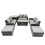 Fimous Fimous Outdoor Love Sofa Set &Oblong Coffee Table 4 Stools Side Table 2