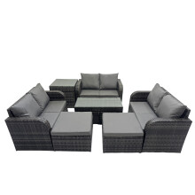 Fimous Garden Outdoor Furniture Set with Side Table 2 Big Footstools