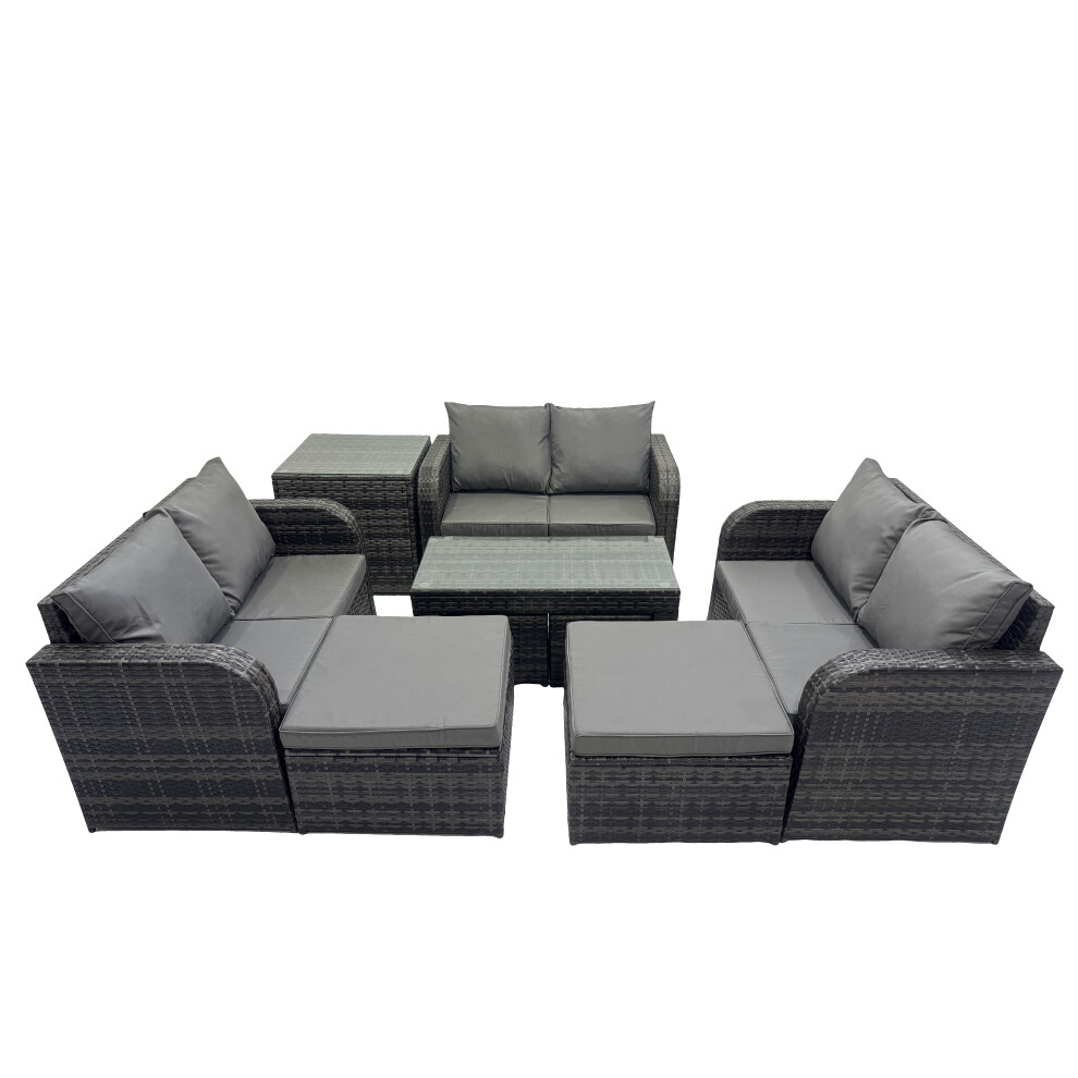 Fimous Garden Outdoor Furniture Set with Side Table 2 Big Footstools
