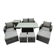 Fimous Outdoor Love Sofa Set 8 Seat Rattan Garden Furniture Set & Side Table