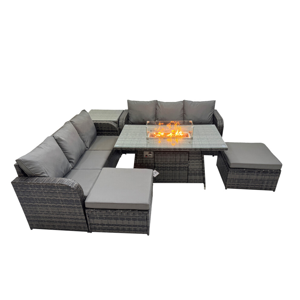 Fimous Garden Outdoor Rattan Furniture Set With 2 Big Stools Side Table