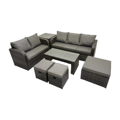 Fimous Fimous 3 Seater Sofa Love Sofa Coffee Table with 3 Footstools Side Table 1