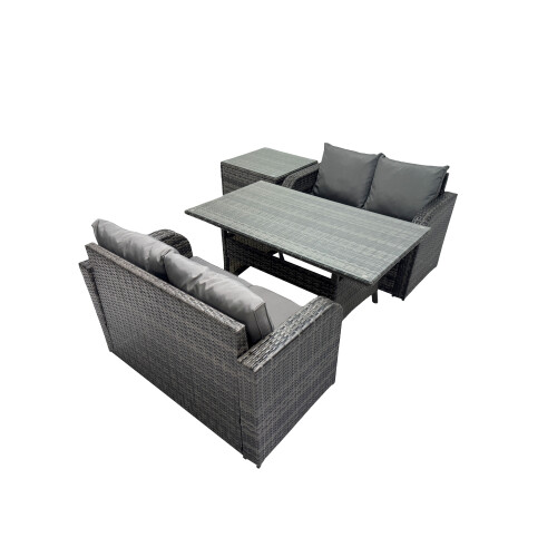 Fimous Fimous 4 Seat Outdoor Dining Table Sofa Sets with Side Table 1