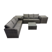 Fimous Rattan Garden Outdoor Furniture Set with 2 Side Tables