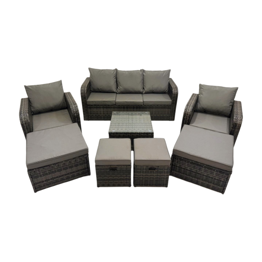 Fimous Garden Outdoor Furniture Set With 4 Stools Dark Grey Mixed