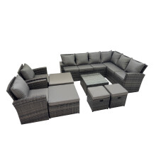 Fimous 12 Seater Garden Sofa Coffee Table Set with 2 Chairs 4 Footstools