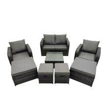 Fimous Love Sofa Reclining Chair Square Coffee Table Set with 4 Stools