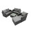 Fimous Fimous Love Sofa Square Coffee Table Set with Big Stool Dark Grey Mixed 2