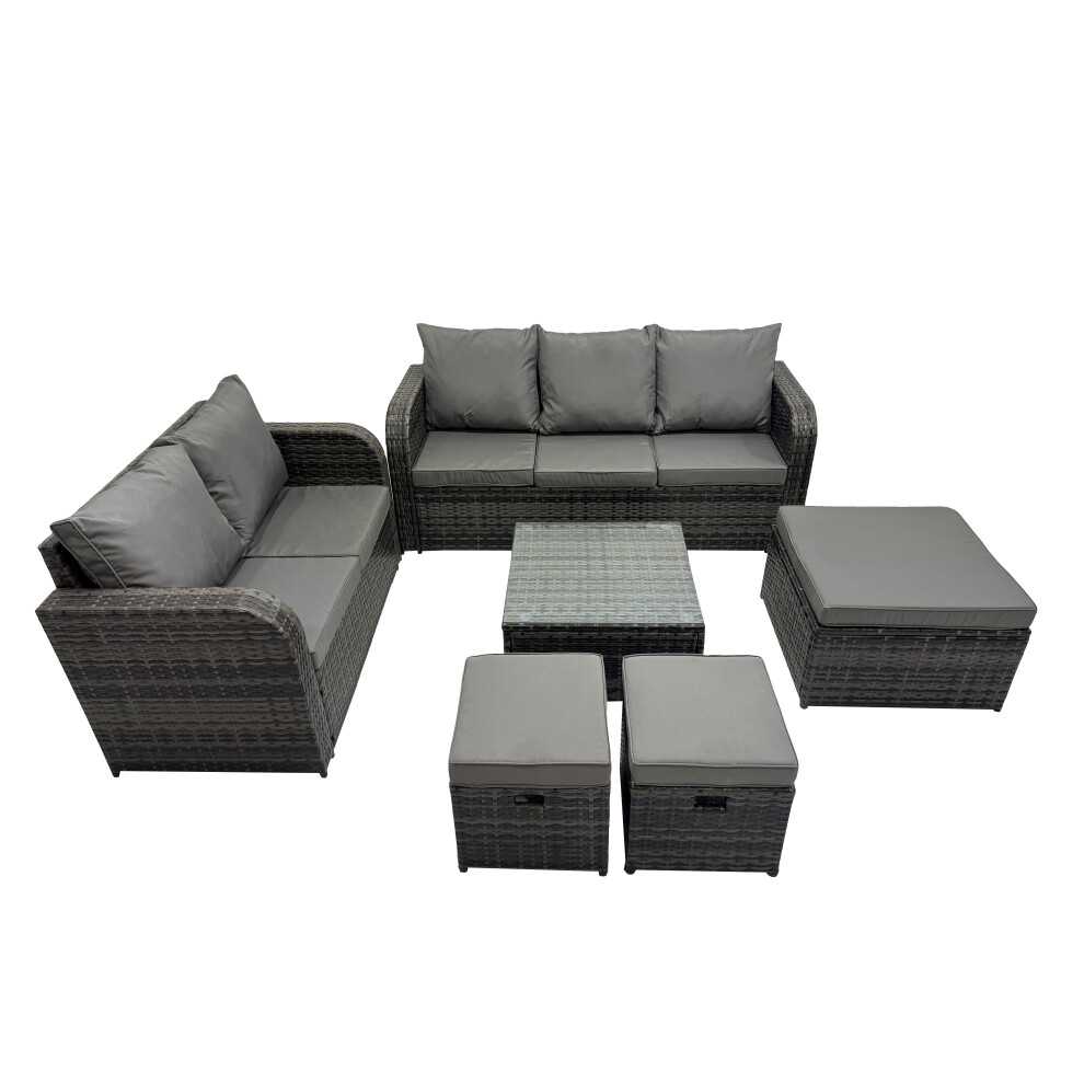 Fimous Wicker Pe Rattan Garden Outdoor Furniture Set& 3 Stools