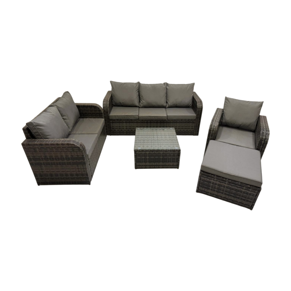 Fimous Garden Outdoor Furniture Set with Big Stool Dark Grey Mixed-image-OPC-PHRGX7Q-NEW
