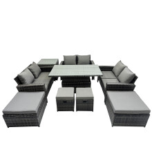 Fimous Outdoor Love Sofa Set & Adjustable Lifting Dining or Coffee Table