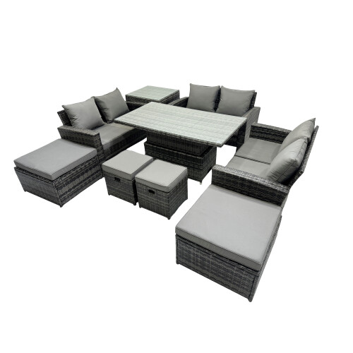 Fimous Fimous Outdoor Love Sofa Set & Adjustable Lifting Dining or Coffee Table 1