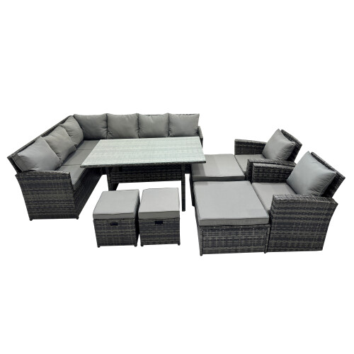 Fimous Fimous 12 Seat  Dining Table Corner Sofa Set with 4 Stool 2 Chairs