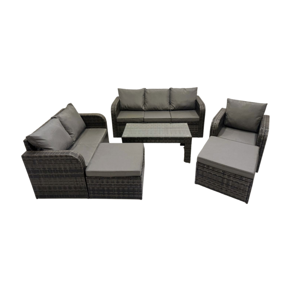 Fimous 3 Seater Sofa Love Sofa Coffee Table with 2 Big Footstools
