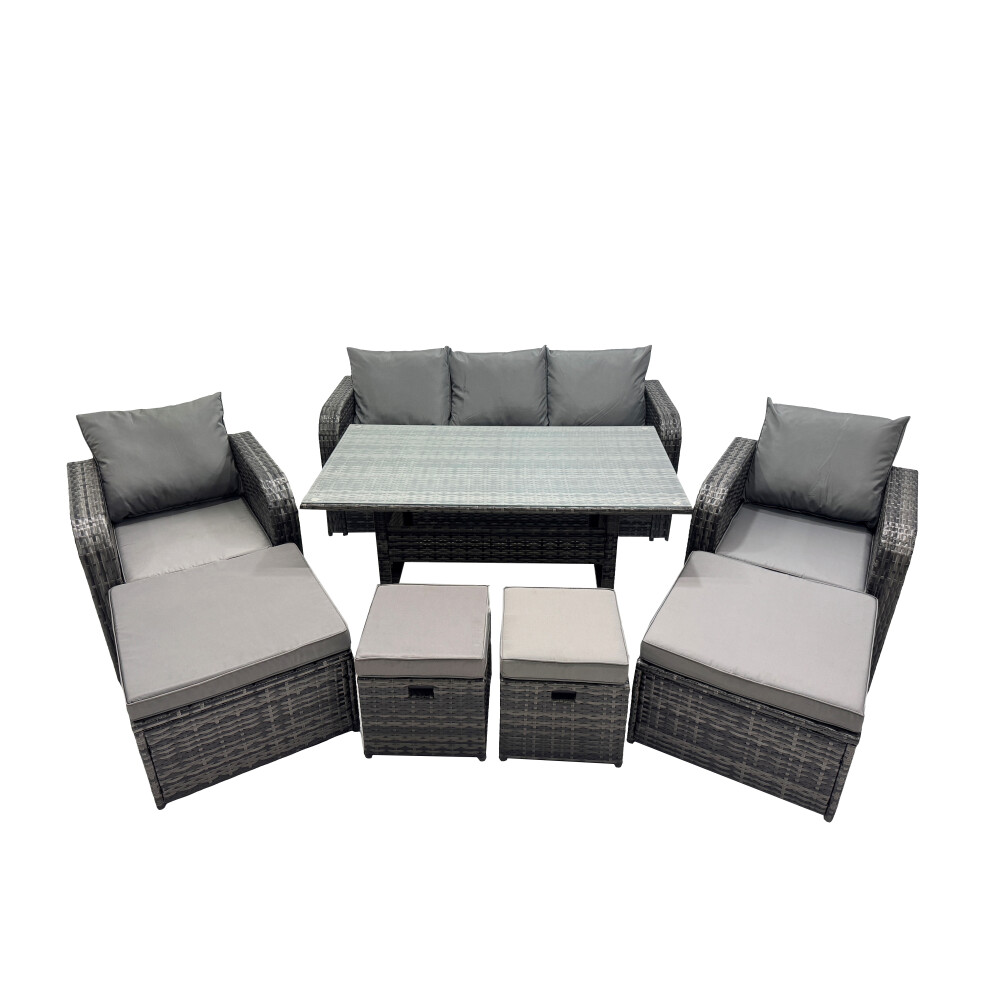 Fimous 8 Seat Outdoor Wicker Pe Rattan Garden Furniture Set With 4 Stools