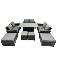Fimous Outdoor Love Sofa Set &Adjustable Lifting Dining or Coffee Table