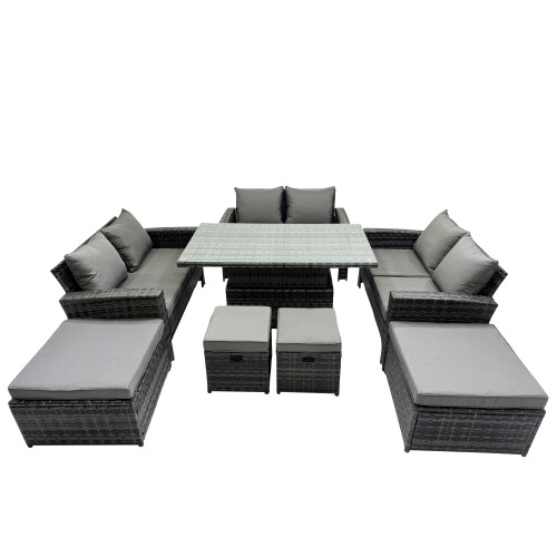 Fimous Fimous Outdoor Love Sofa Set &Adjustable Lifting Dining or Coffee Table
