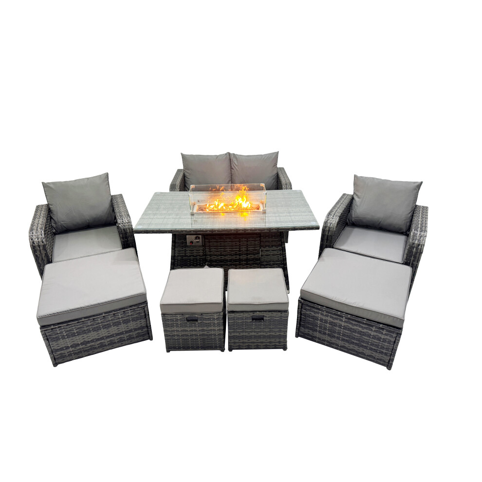 Fimous 8-Seater Rattan Garden Furniture Dining Set With 4 Stools