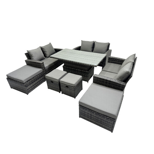 Fimous Fimous Outdoor Love Sofa Set &Adjustable Lifting Dining or Coffee Table 1