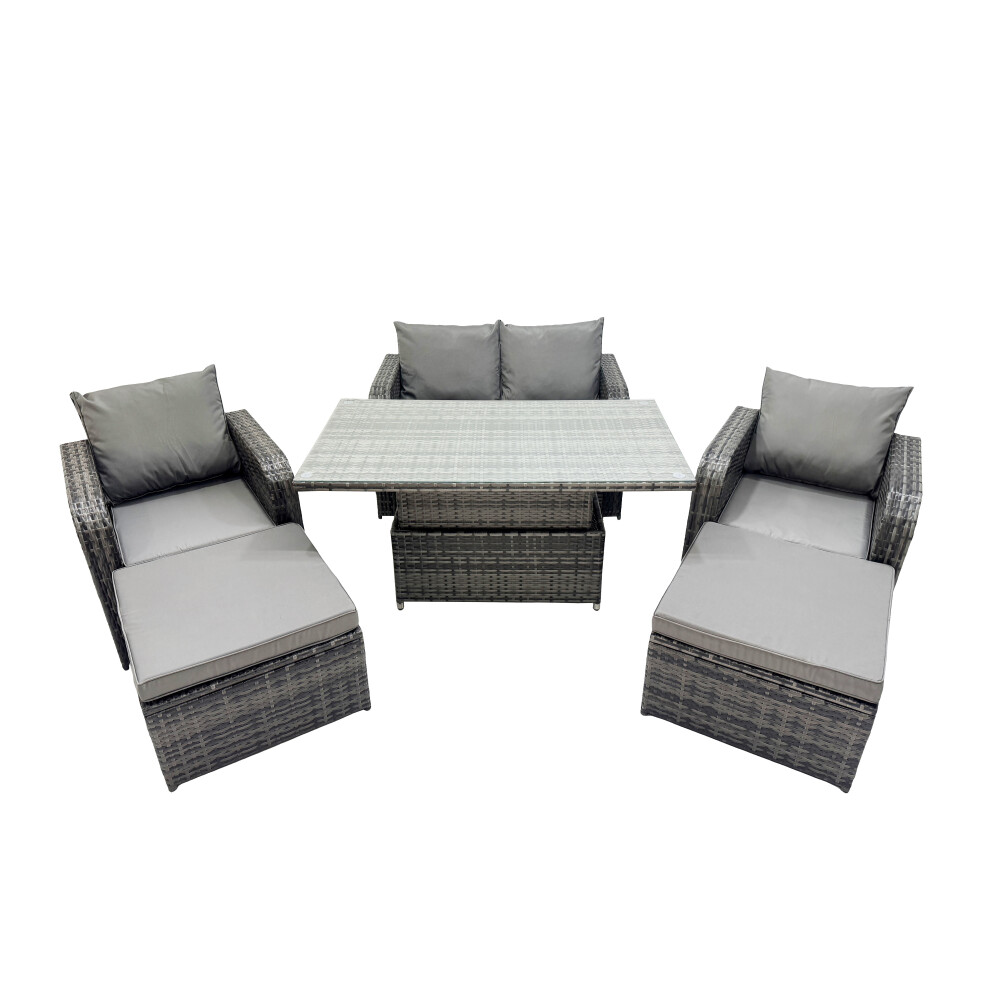 Fimous 6-Seater Patio Height Adjustable Rising Lifting Table Sofa Sets