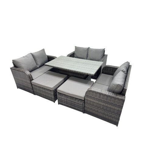 Fimous Fimous 8-seater Patio Height Adjustable Rising Lifting Table Sofa Set 1