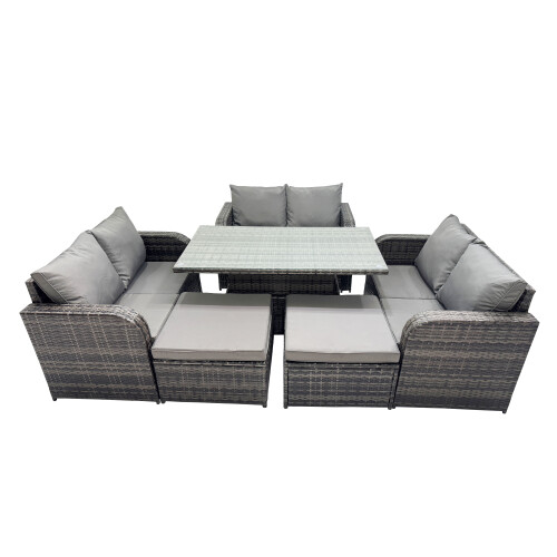 Fimous Fimous 8-seater Patio Height Adjustable Rising Lifting Table Sofa Set