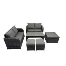 Fimous Garden Outdoor Furniture Set with 3 Stools Dark Grey Mixed