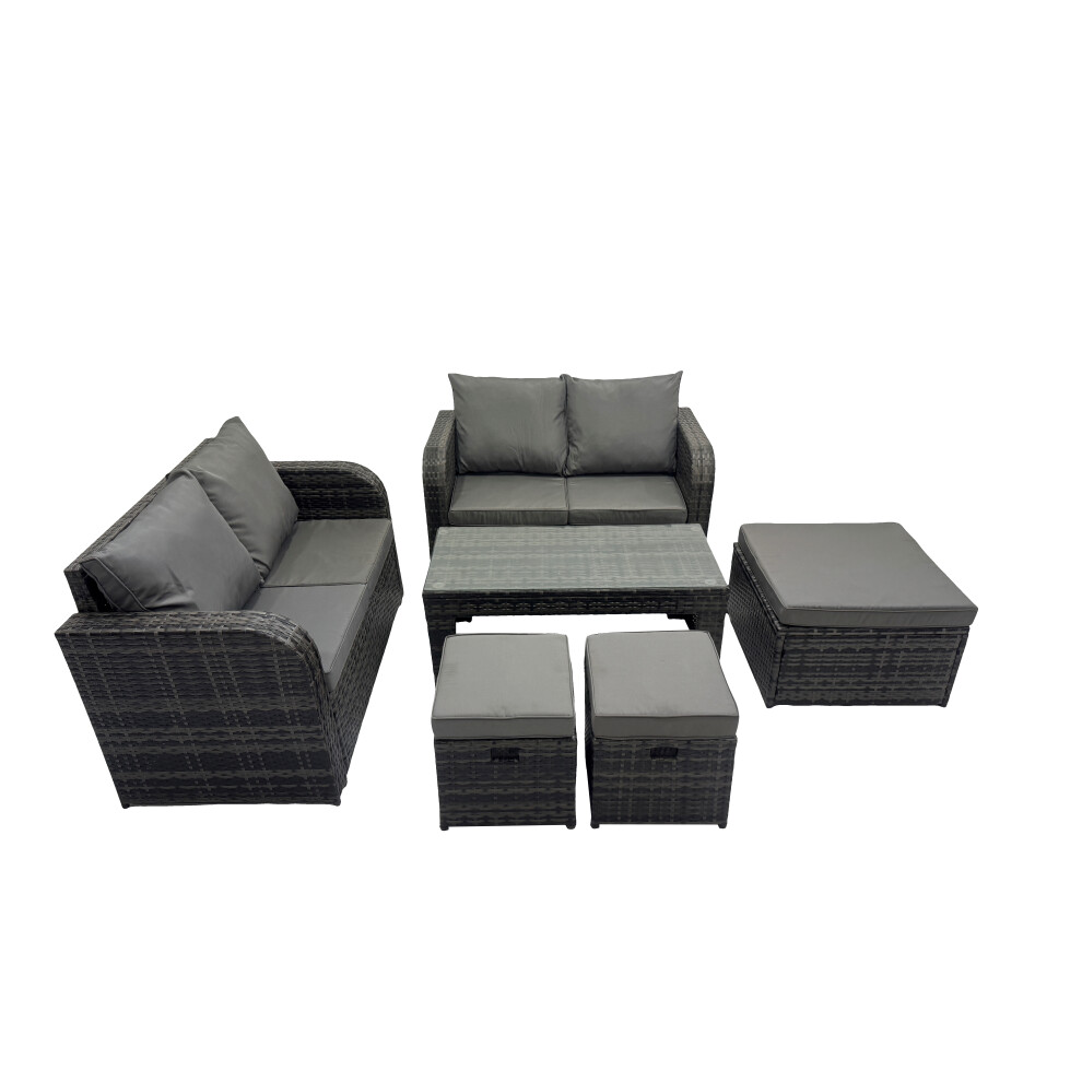 Fimous Garden Outdoor Furniture Set With 3 Stools Dark Grey Mixed