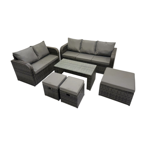 Fimous Fimous 3 Seater Sofa Love Sofa Coffee Table with 3 Footstools 1
