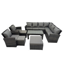 Fimous 8 Pieces Outdoor Garden Sofa Oblong Coffee Table Set