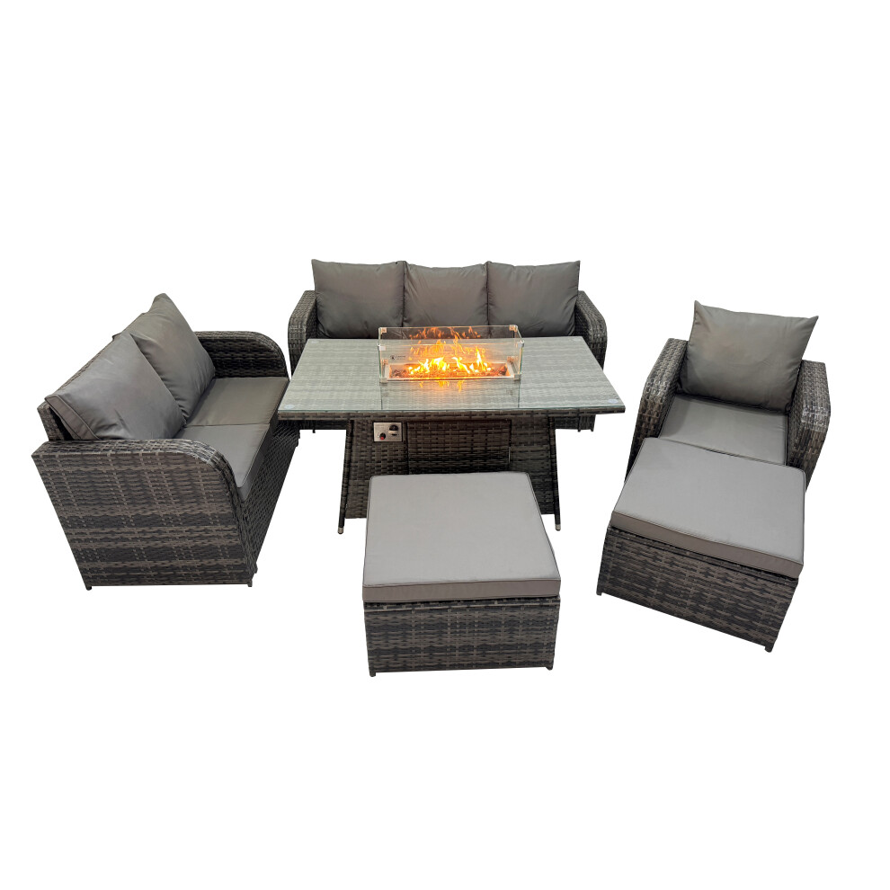 Fimous Garden Outdoor Rattan Furniture Set With 2 Big Footstools